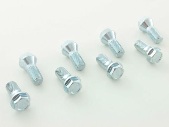 Radschrauben Set (8 Stk.) Schaftlänge 26mm Kegelbund Kurzkopf silber M12x1,5 – Bild 2