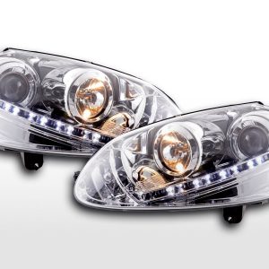 Scheinwerfer Set Daylight LED TFL-Optik VW Golf 5 Typ 1K 03-08 chrom für Rechtslenker