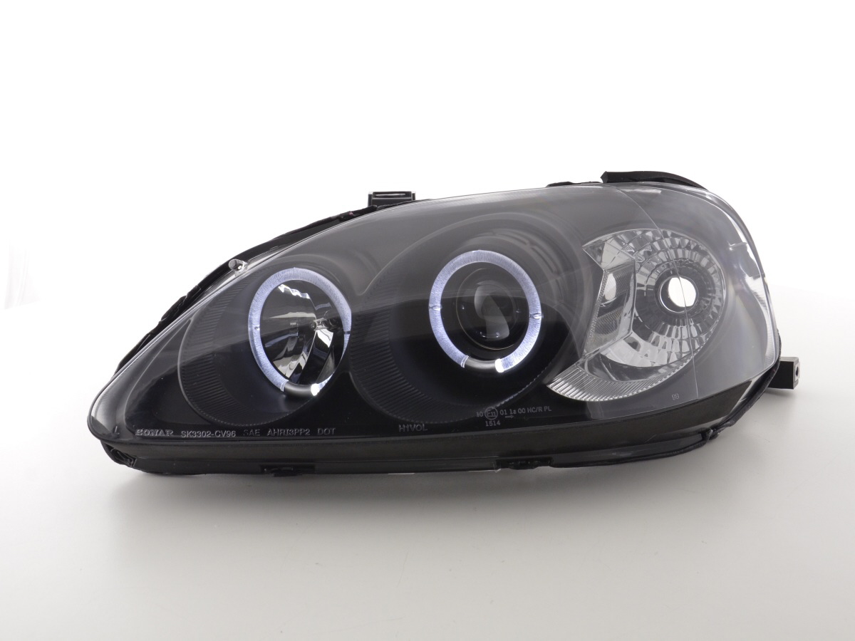 Scheinwerfer Set Honda Civic Coupe/Civic 4-trg.  99-00 schwarz – Bild 2