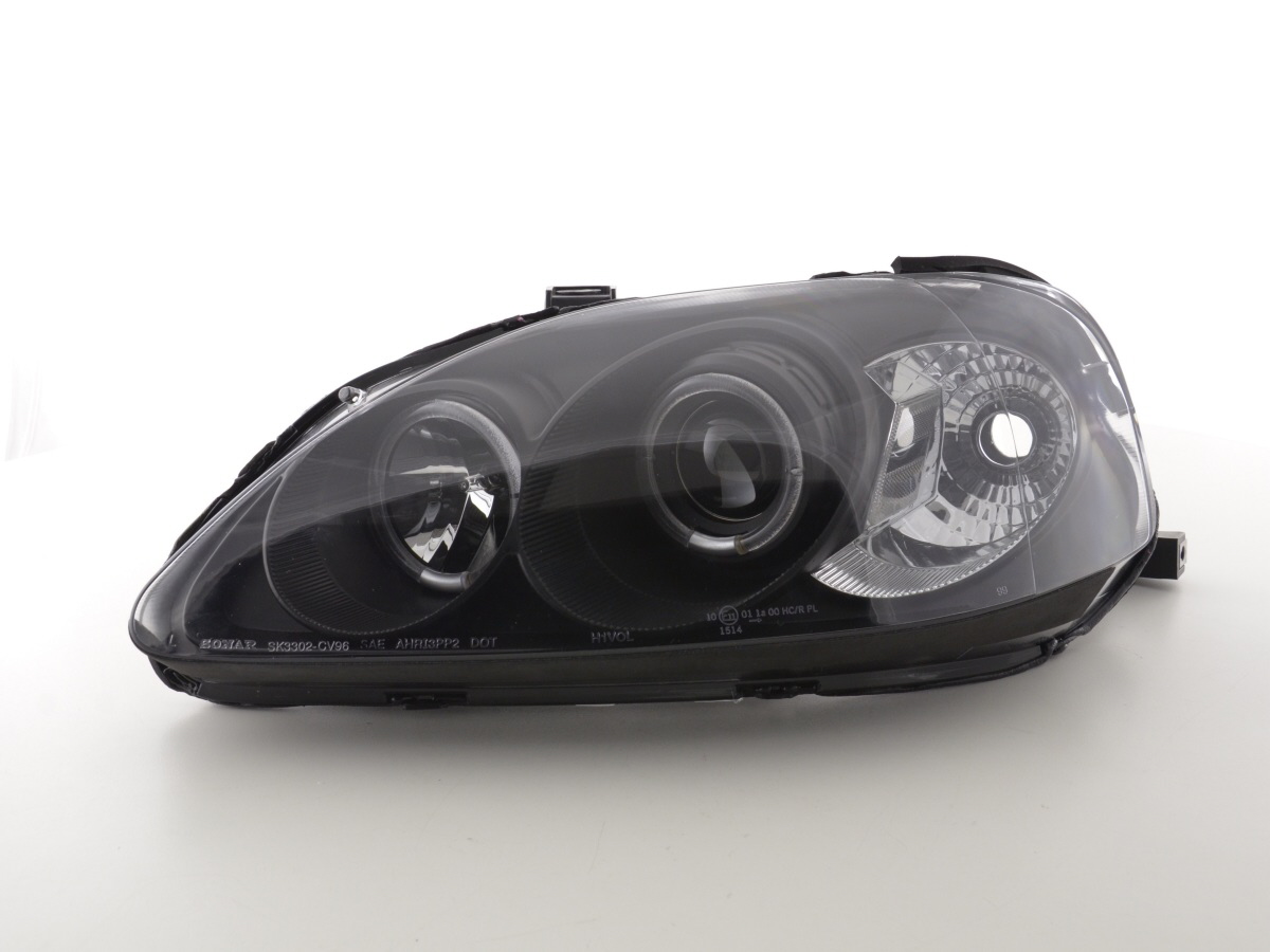 Scheinwerfer Set Honda Civic Coupe/Civic 4-trg.  99-00 schwarz – Bild 4