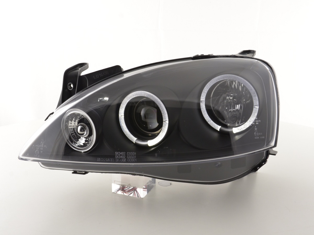 Scheinwerfer Set Opel Corsa C  01-06 schwarz – Bild 2