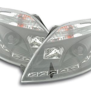 Scheinwerfer Set Daylight LED TFL-Optik Ford Fiesta Typ MK6 03-07 schwarz