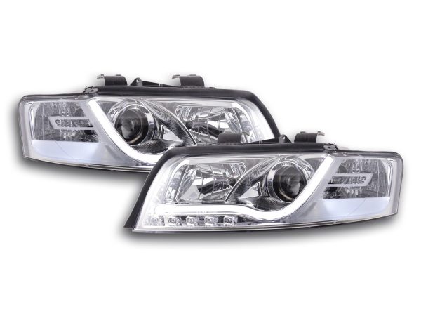 Scheinwerfer Set Daylight LED TFL-Optik Audi A4 Typ 8E  01-04 chrom für Rechtslenker