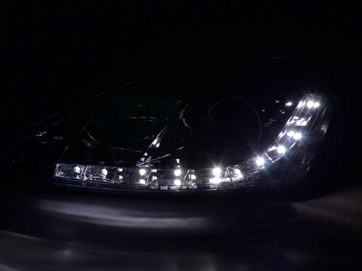 Scheinwerfer Set Daylight LED TFL-Optik Ford Focus 3/4/5-trg.  98-01 chrom – Bild 3