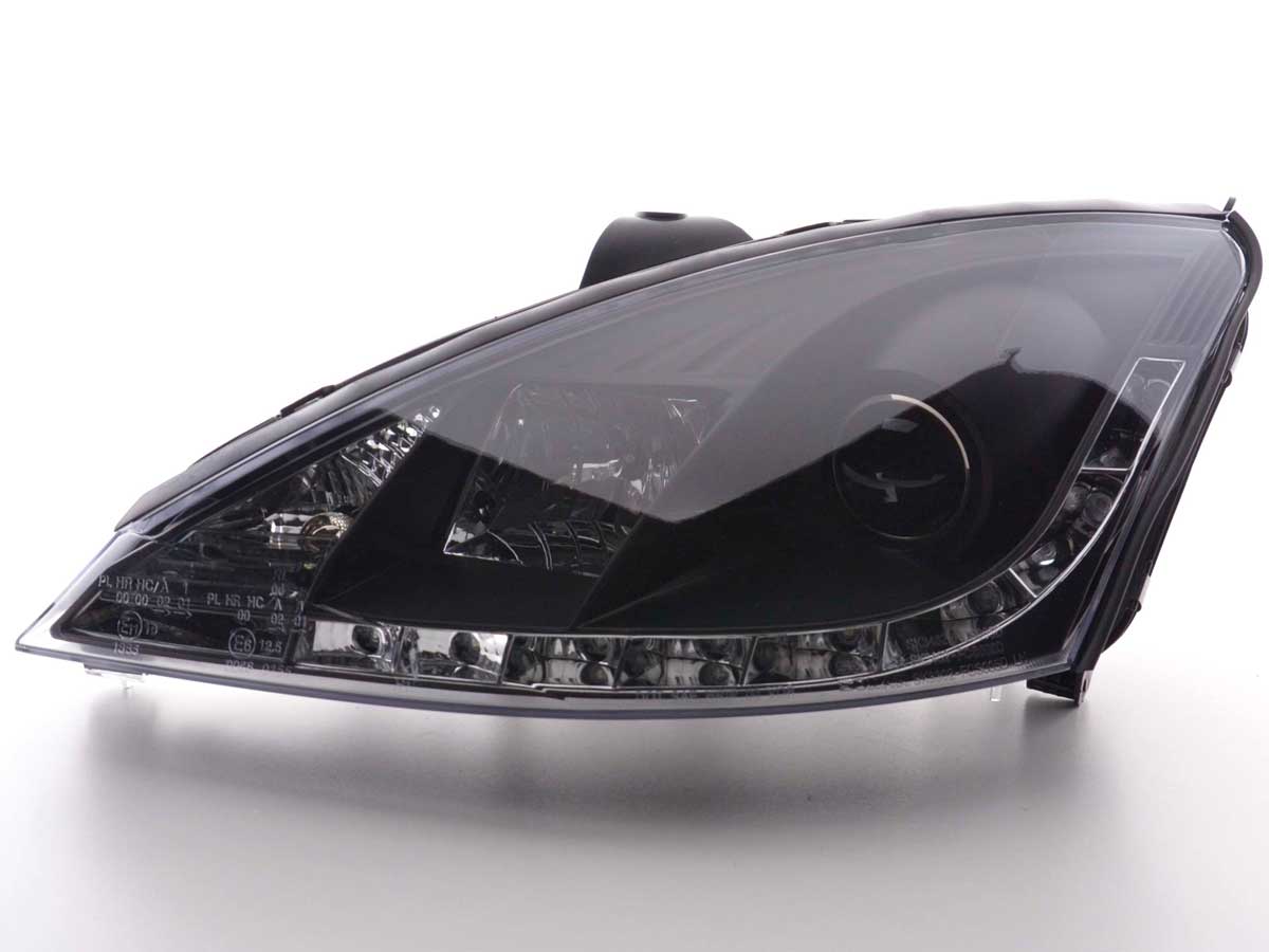 Scheinwerfer Set Daylight LED TFL-Optik Ford Focus 3/4/5-trg.  98-01 schwarz – Bild 4
