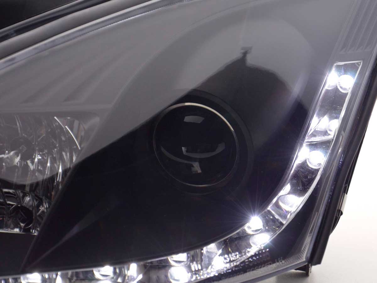 Scheinwerfer Set Daylight LED TFL-Optik Ford Focus 3/4/5-trg.  98-01 schwarz – Bild 5