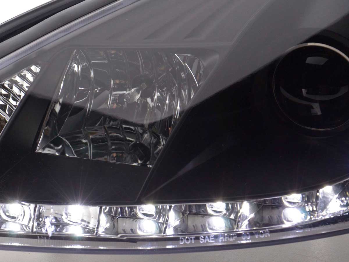 Scheinwerfer Set Daylight LED TFL-Optik Ford Focus 3/4/5-trg.  98-01 schwarz – Bild 6