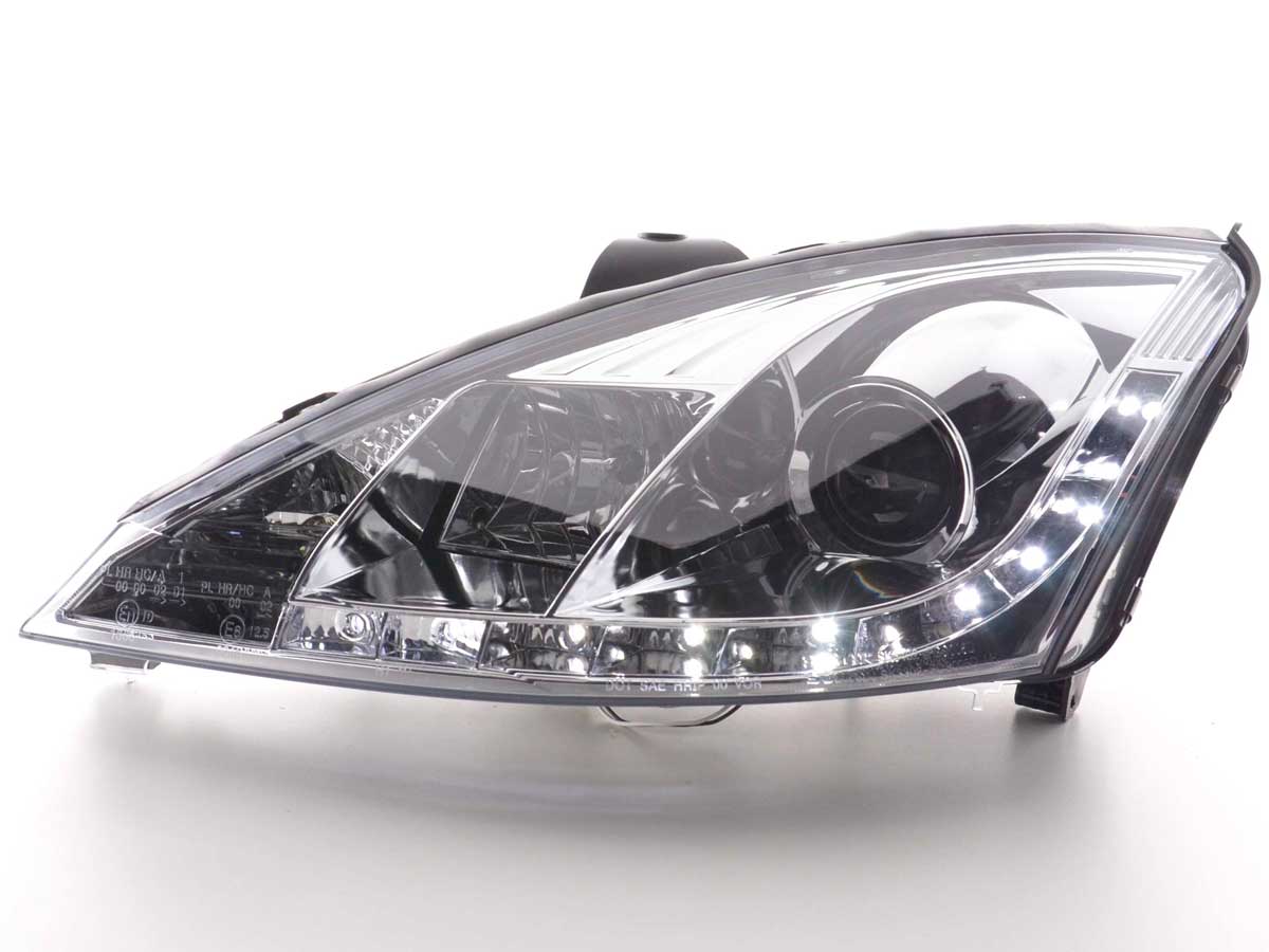 Scheinwerfer Set Daylight LED TFL-Optik Ford Focus 3/4/5-trg.  01-04 chrom – Bild 2