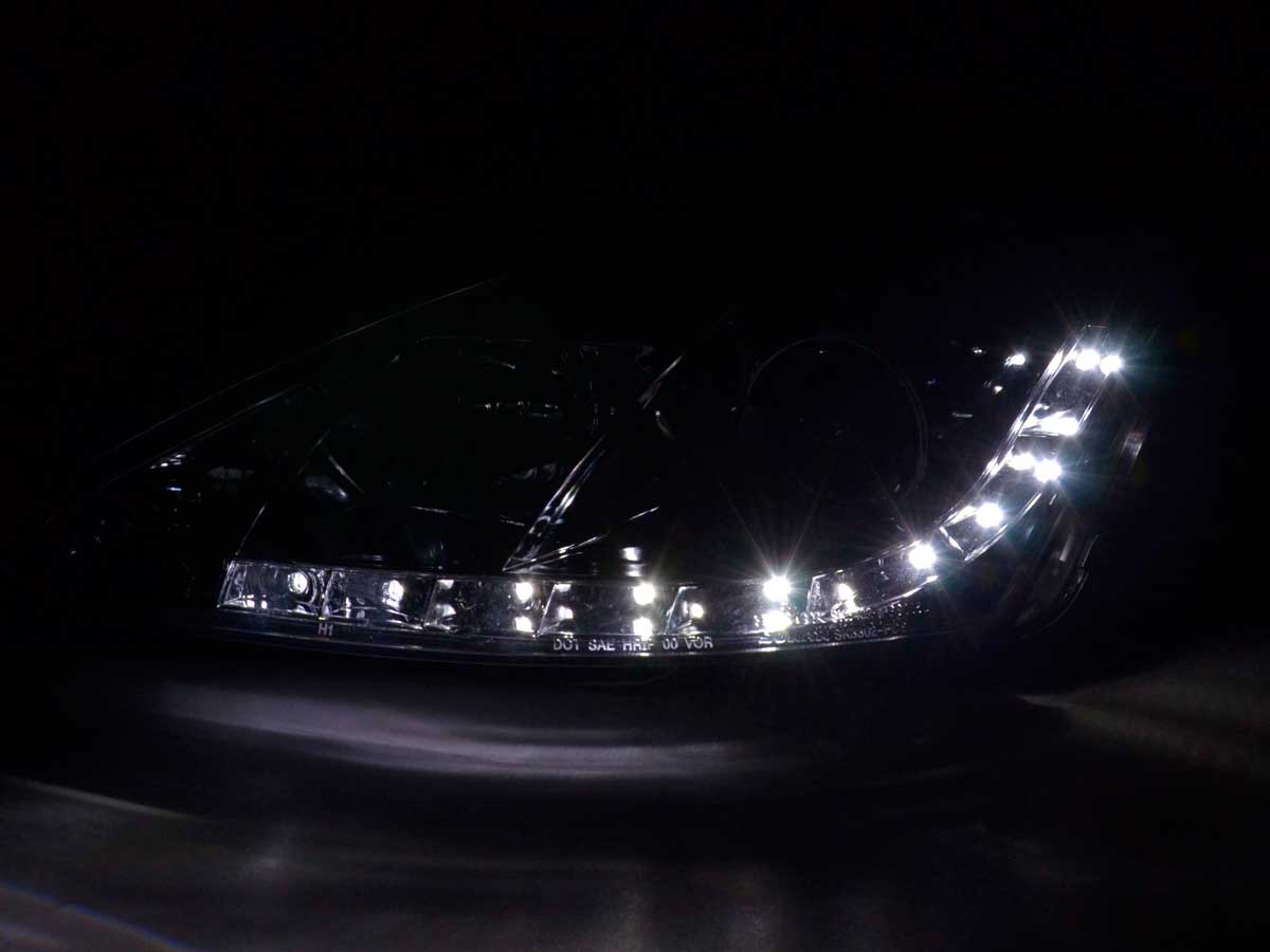 Scheinwerfer Set Daylight LED TFL-Optik Ford Focus 3/4/5-trg.  01-04 chrom – Bild 3