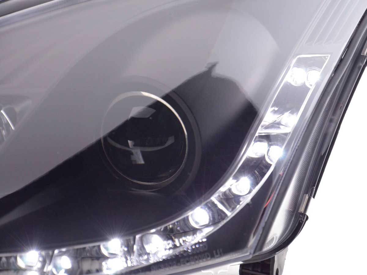 Scheinwerfer Set Daylight LED TFL-Optik Ford Focus 3/4/5-trg.  01-04 schwarz – Bild 5