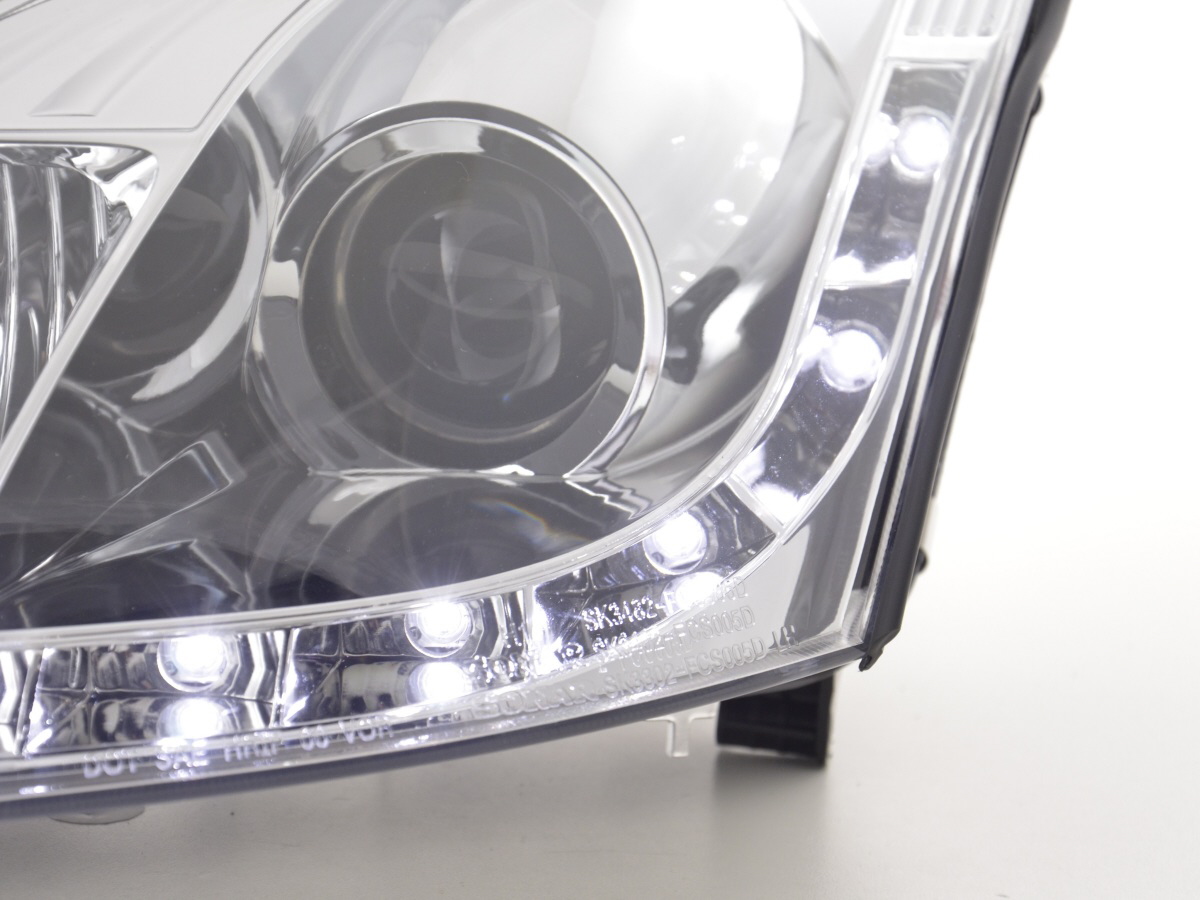 Scheinwerfer Set Daylight LED TFL-Optik Ford Focus 3/4/5-trg.  01-04 chrom für Rechtslenker – Bild 5