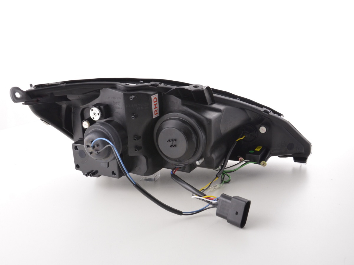 Scheinwerfer Set Daylight LED TFL-Optik Ford Focus 3/4/5-trg.  01-04 chrom für Rechtslenker – Bild 6