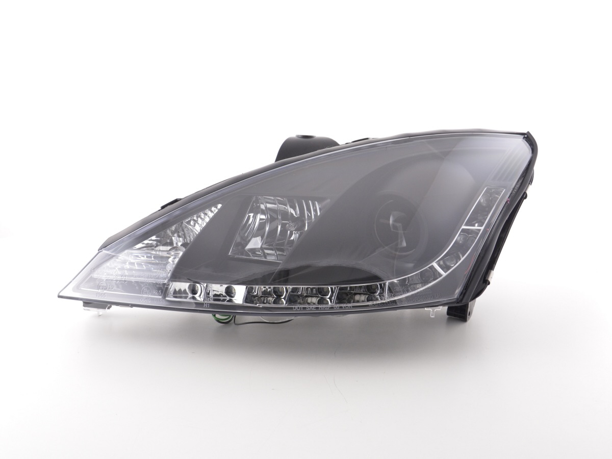 Scheinwerfer Set Daylight LED TFL-Optik Ford Focus 3/4/5-trg.  01-04 schwarz für Rechtslenker – Bild 3