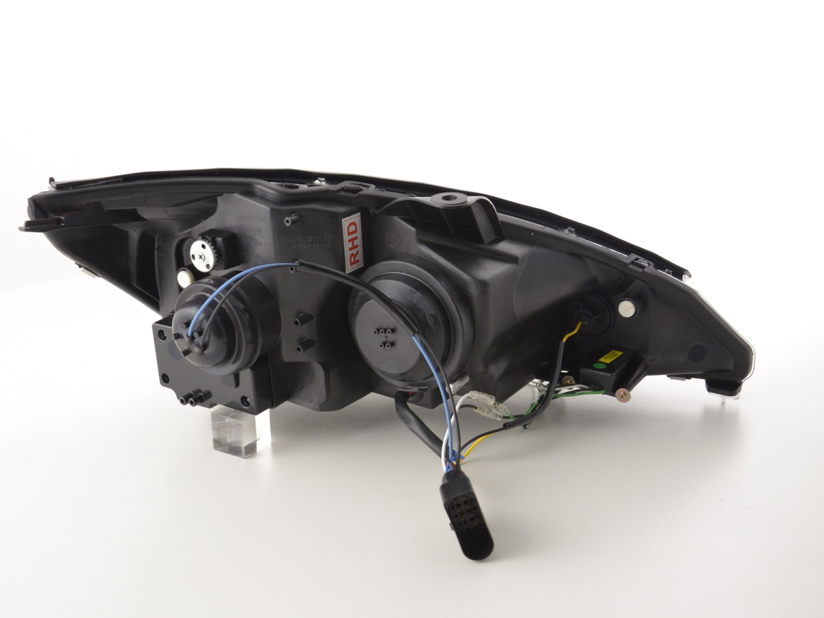 Scheinwerfer Set Daylight LED TFL-Optik Ford Focus 3/4/5-trg.  01-04 schwarz für Rechtslenker – Bild 6