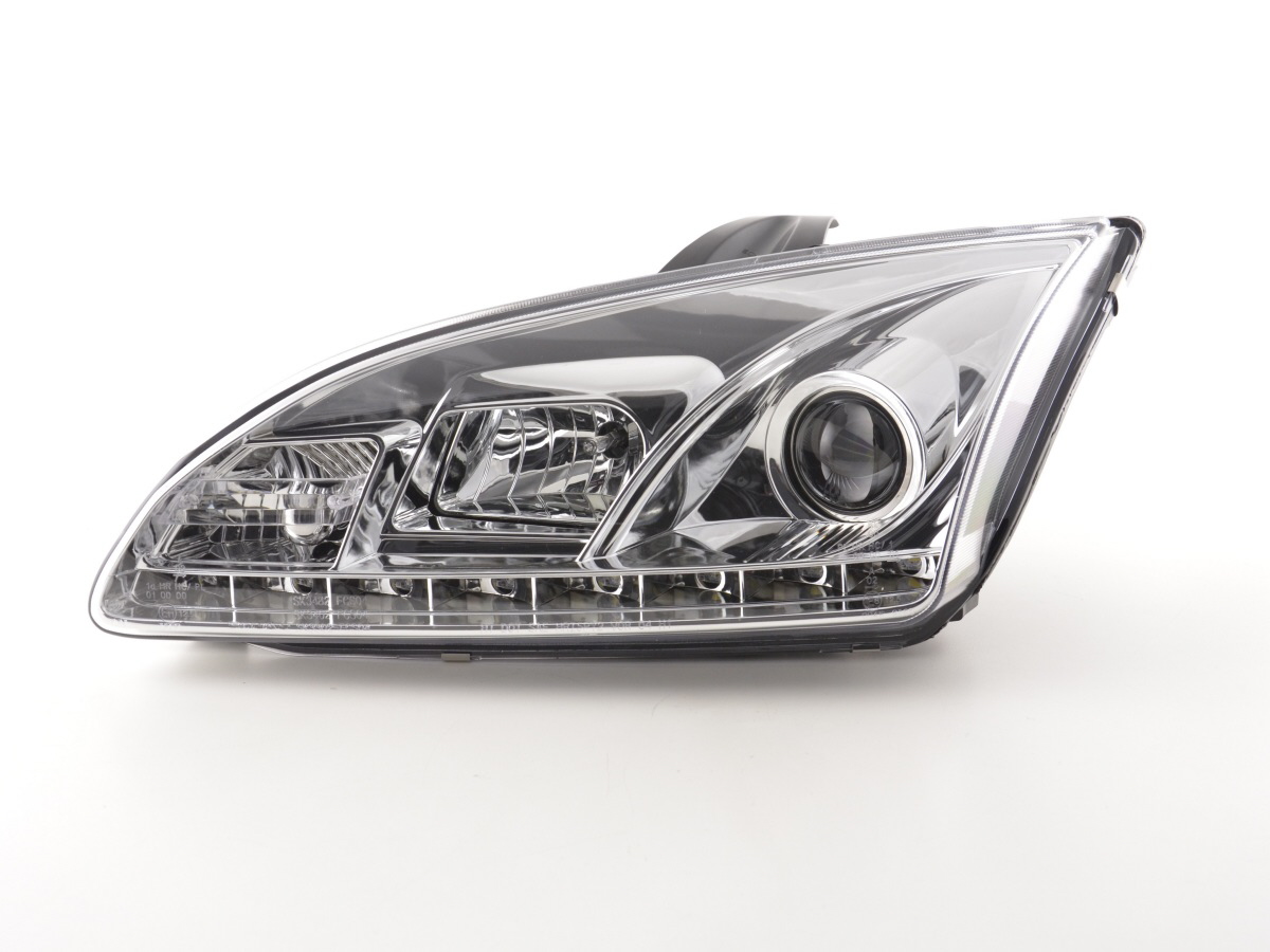 Scheinwerfer Set Daylight LED TFL-Optik Ford Focus 4/5-trg.  05-08 chrom für Rechtslenker – Bild 3