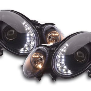 Scheinwerfer Set Daylight LED TFL-Optik Mercedes E-Klasse Typ W211 02-06 schwarz