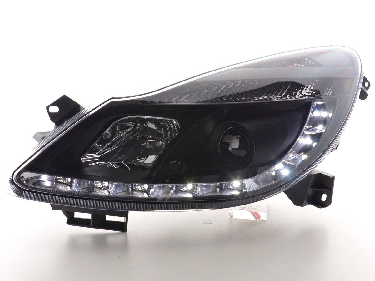 Scheinwerfer Set Daylight LED TFL-Optik Opel Corsa D  06- schwarz – Bild 2