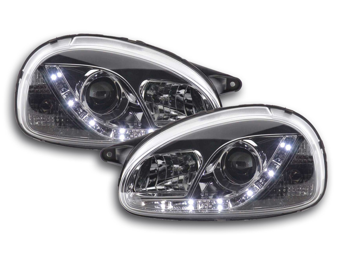 Scheinwerfer Set Daylight LED TFL-Optik Opel Corsa B  94-00 chrom