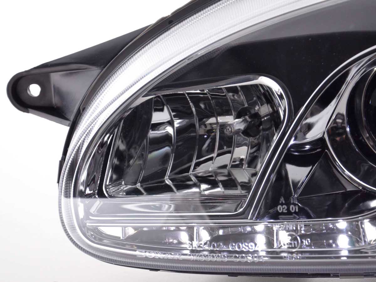 Scheinwerfer Set Daylight LED TFL-Optik Opel Corsa B  94-00 chrom – Bild 6