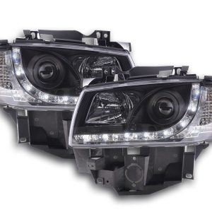 Scheinwerfer Set Daylight LED TFL-Optik VW Bus Typ T4 96-03 schwarz
