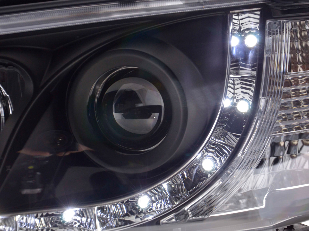 Scheinwerfer Set Daylight LED TFL-Optik VW Bus Typ T4  96-03 schwarz – Bild 5