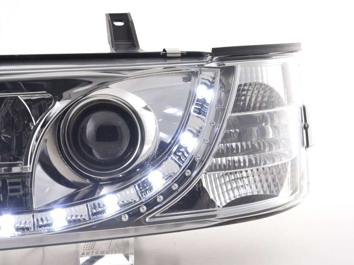 Scheinwerfer Set Daylight LED TFL-Optik VW Bus Typ T4  90-96 chrom für Rechtslenker – Bild 5
