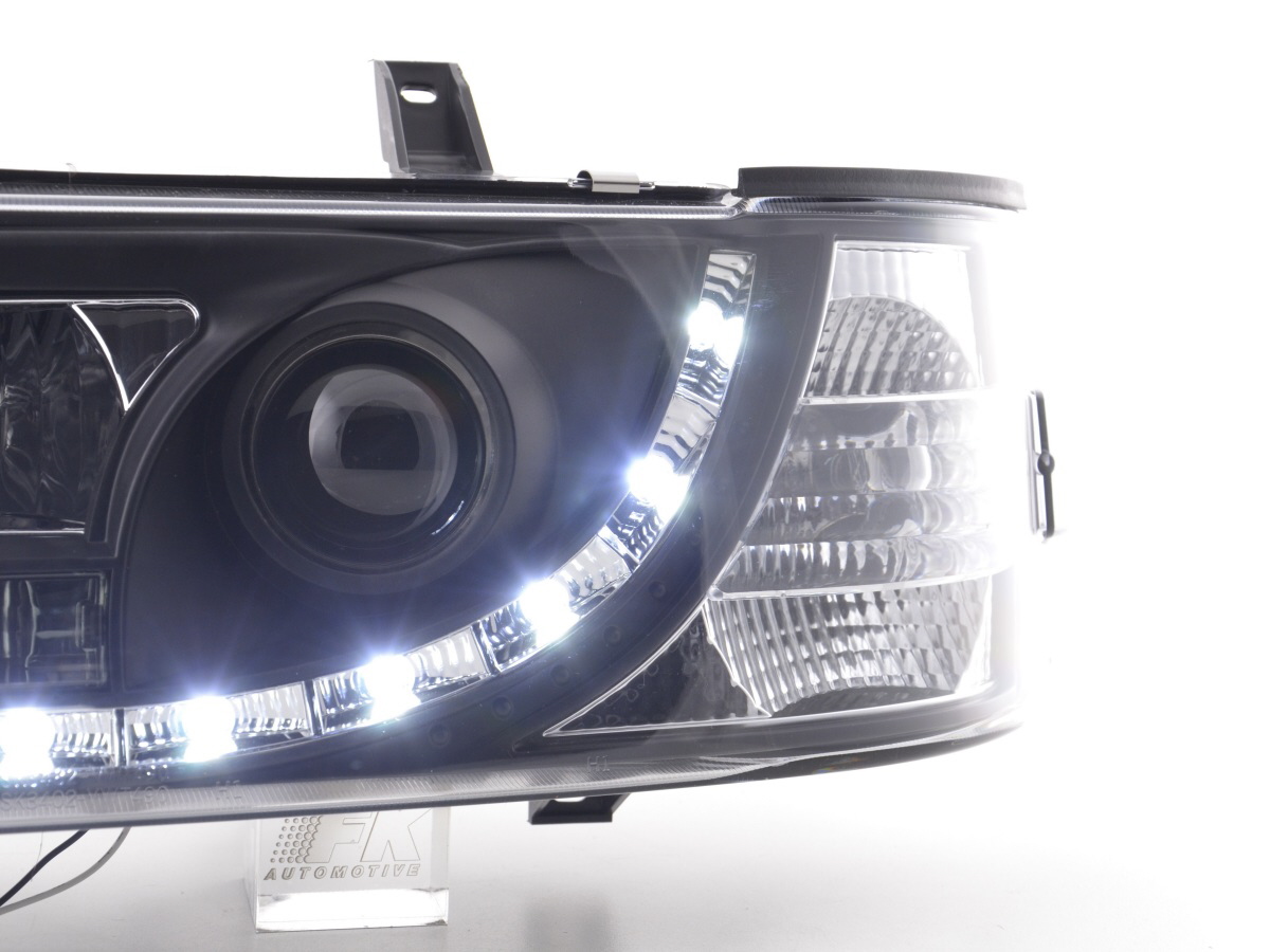 Scheinwerfer Set Daylight LED TFL-Optik VW Bus Typ T4  90-96 schwarz für Rechtslenker – Bild 5
