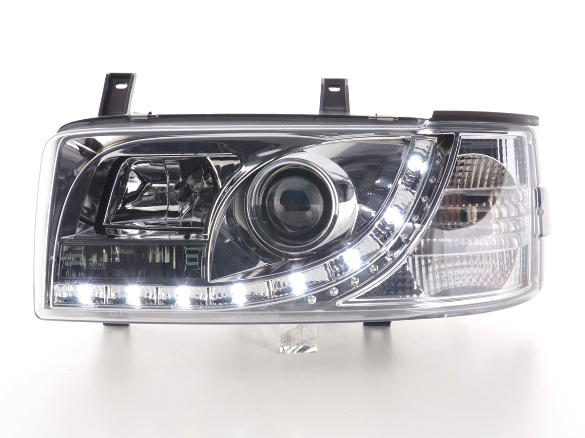 Scheinwerfer Set Daylight LED TFL-Optik VW Bus Typ T4  90-03 chrom – Bild 2