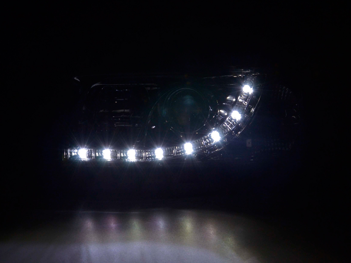 Scheinwerfer Set Daylight LED TFL-Optik VW Bus Typ T4  90-03 chrom – Bild 3