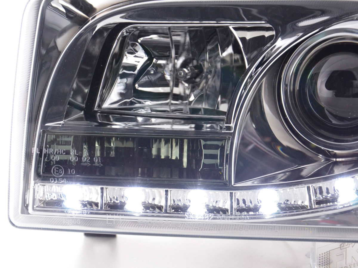 Scheinwerfer Set Daylight LED TFL-Optik VW Bus Typ T4  90-03 chrom – Bild 6