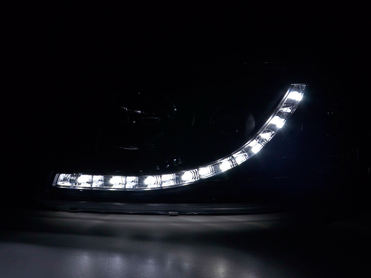 Scheinwerfer Set Daylight LED TFL-Optik VW Bus Typ T5  03-09 schwarz – Bild 3