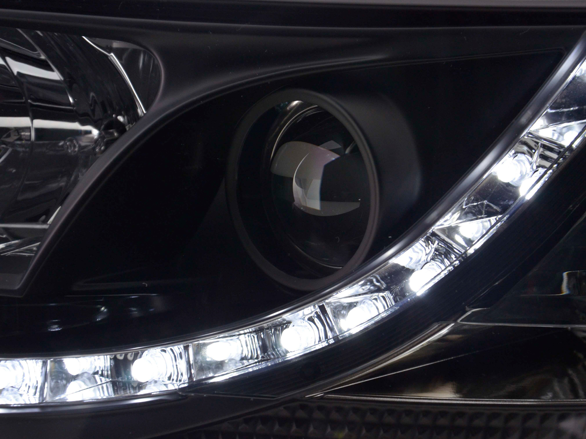 Scheinwerfer Set Daylight LED TFL-Optik VW Bus Typ T5  03-09 schwarz – Bild 5