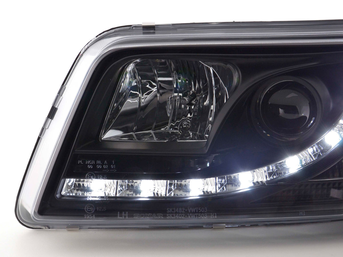 Scheinwerfer Set Daylight LED TFL-Optik VW Bus Typ T5  03-09 schwarz – Bild 6