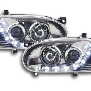 Scheinwerfer Set Daylight LED TFL-Optik VW Golf 3 Typ 1HXO 1EXO 91-97 chrom