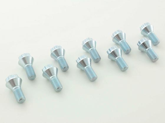 Radschrauben Set (10 Stk.) Schaftlänge 21mm Kegelbund Kurzkopf silber M12x1,5 – Bild 2