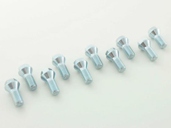 Radschrauben Set (10 Stk.) Schaftlänge 24,2mm Kegelbund Kurzkopf silber M12x1,5 – Bild 2