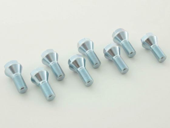 Radschrauben Set (8 Stk.) Kegelbund Kurzkopf Schaftlänge 22mm M12x1,25 silber – Bild 2