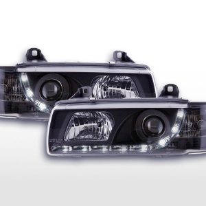 Scheinwerfer Set Daylight LED Tagfahrlicht BMW 3er E36 Limousine  92-98 schwarz