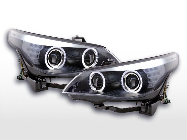Scheinwerfer Set Xenon Angel Eyes LED BMW 5er E60/E61  05-08 schwarz für Rechtslenker