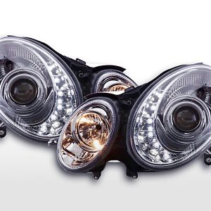 Scheinwerfer Set Daylight LED TFL-Optik Mercedes E-Klasse 211 02-06 chrom