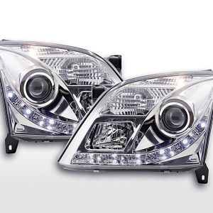 Scheinwerfer Set Daylight LED TFL-Optik Opel Vectra C 02-05 chrom für Rechtslenker