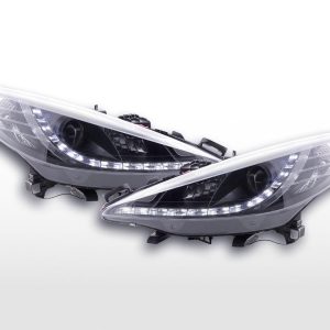 Scheinwerfer Set Daylight LED Tagfahrlicht Peugeot 207 06- schwarz für Rechtslenker