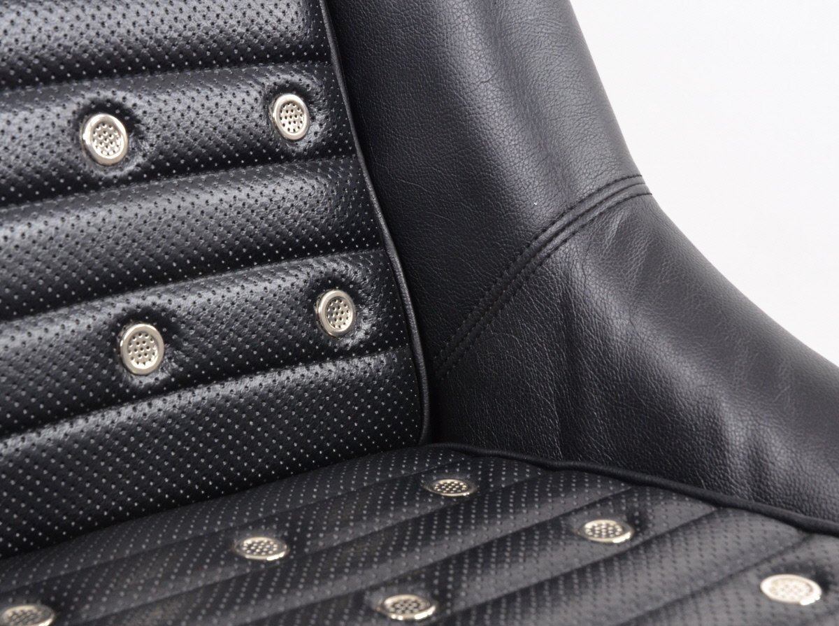 FK Oldtimersitze Auto Vollschalensitze Set Classic 1 Kunstleder schwarz mit Kopfstütze inkl. Laufschienen – Bild 4