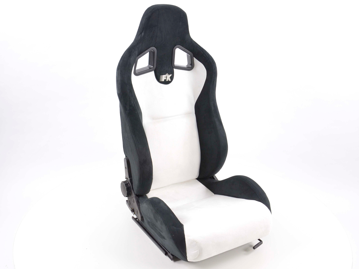 FK Sportsitze Auto Halbschalensitze Set Columbus Kunstleder weiß/schwarz mit Laufschienen
