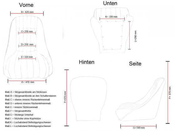 FK Oldtimersitze Auto Vollschalensitze Set Montgomery im Retro-Look beige – Bild 7