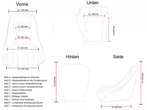 FK Oldtimersitze Auto Vollschalensitze Set Montgomery im Retro-Look schwarz/weiß – Bild 7