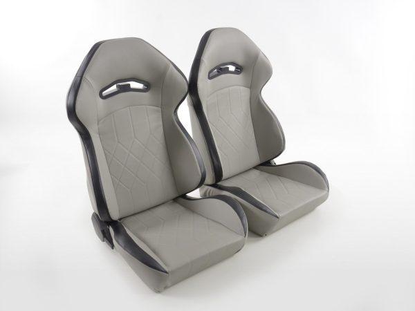 FK Sportsitze Auto Halbschalensitze Set Kunstleder grau Naht schwarz